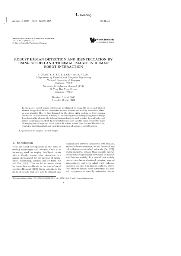 (PDF) Robust Human Detection and Identification by Using Stereo and ...