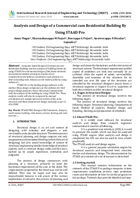 (PDF) Analysis and Design of a Commercial cum Residential Building By ...
