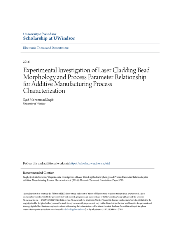 (PDF) Experimental Investigation of Laser Cladding Bead Morphology and ...