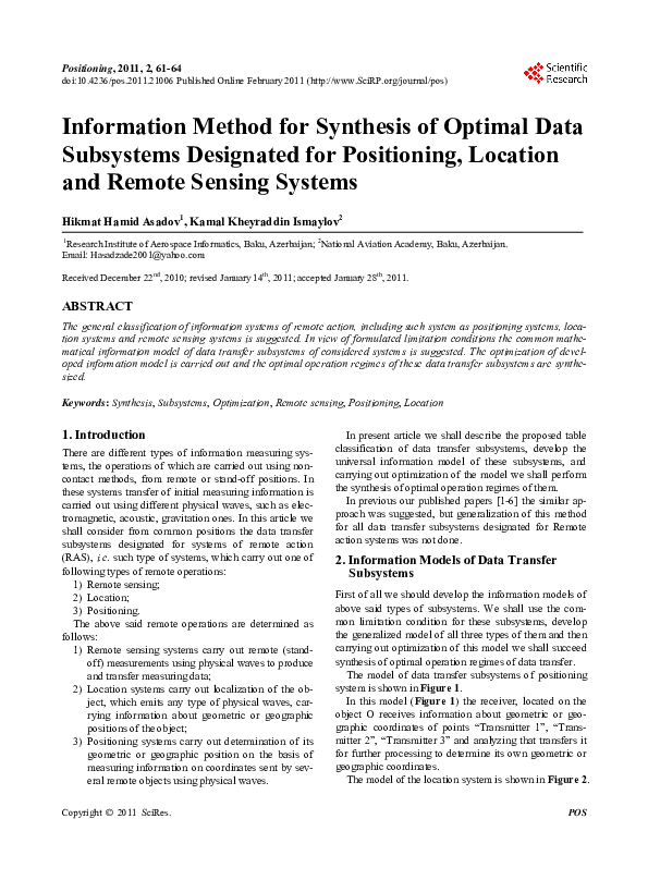 (PDF) Information Method for Synthesis of Optimal Data Subsystems ...