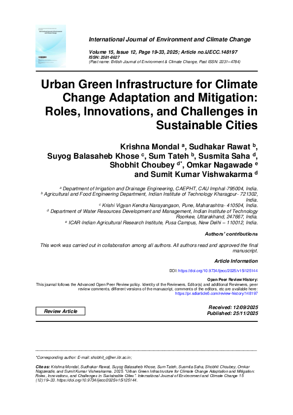 (PDF) Urban Green Infrastructure for Climate Change Adaptation and ...