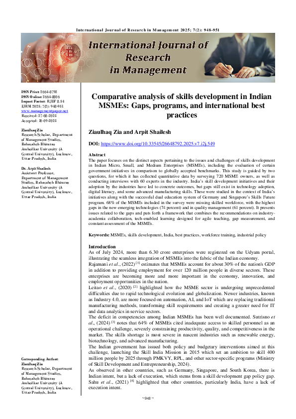 (PDF) Comparative analysis of skills development in Indian MSMEs: Gaps ...