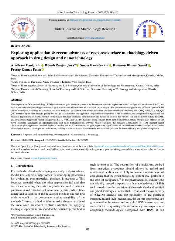 (PDF) Exploring application & recent advances of response surface ...