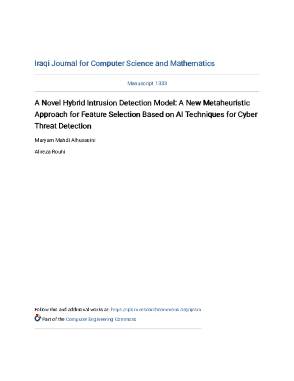 (PDF) A Novel Hybrid Intrusion Detection Model: A New Metaheuristic ...