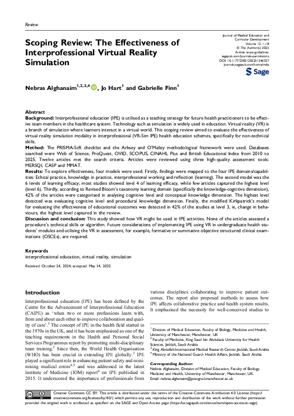 (PDF) Scoping Review: The Effectiveness of Interprofessional Virtual ...