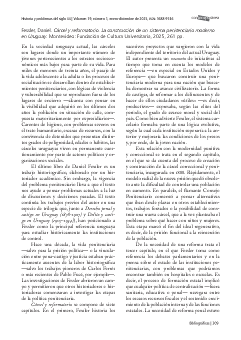 (PDF) Reseña Daniel Fessler Cárcel y reformatorio. La construcción de ...