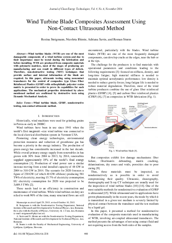 (PDF) Wind Turbine Blade Composites Assessment Using Non-Contact ...