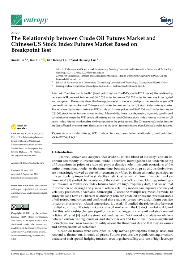(PDF) The Relationship between Crude Oil Futures Market and Chinese/US ...