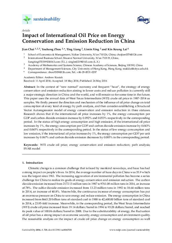 (PDF) Impact of International Oil Price on Energy Conservation and ...