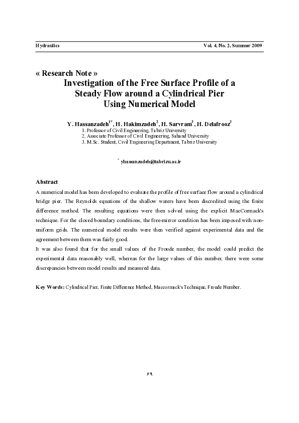 (PDF) Investigation of the Free Surface Profile of a Steady Flow around ...