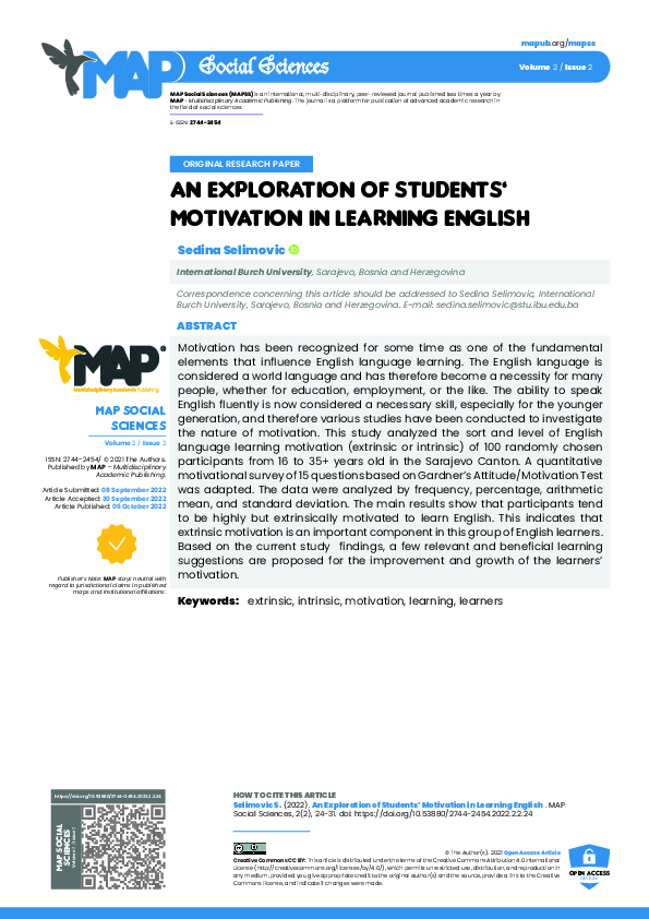(PDF) An Exploration of Students’ Motivation in Learning English
