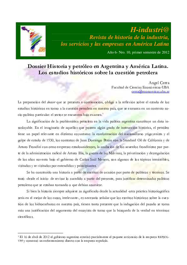 (PDF) Presentación: Historia y petróleo en Argentina y América Latina ...