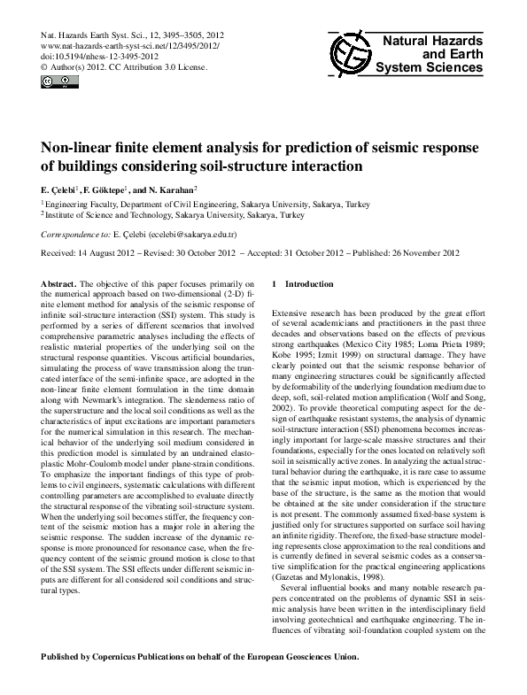 (PDF) Non-linear finite element analysis for prediction of seismic ...