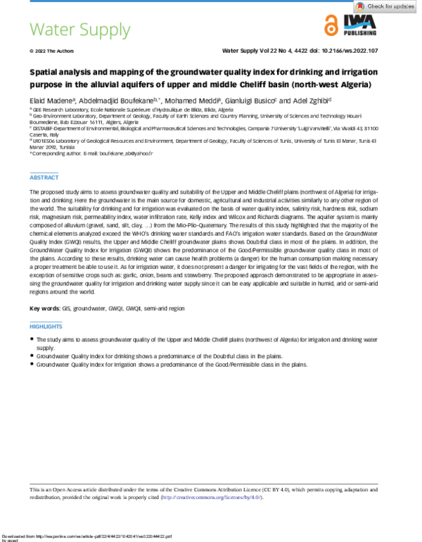 (PDF) Spatial analysis and mapping of the groundwater quality index for ...