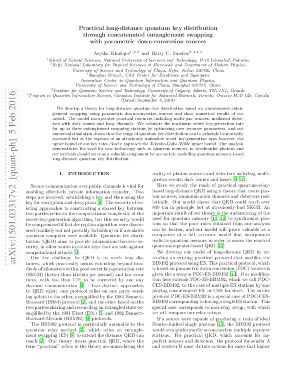 (PDF) Practical long-distance quantum key distribution through ...
