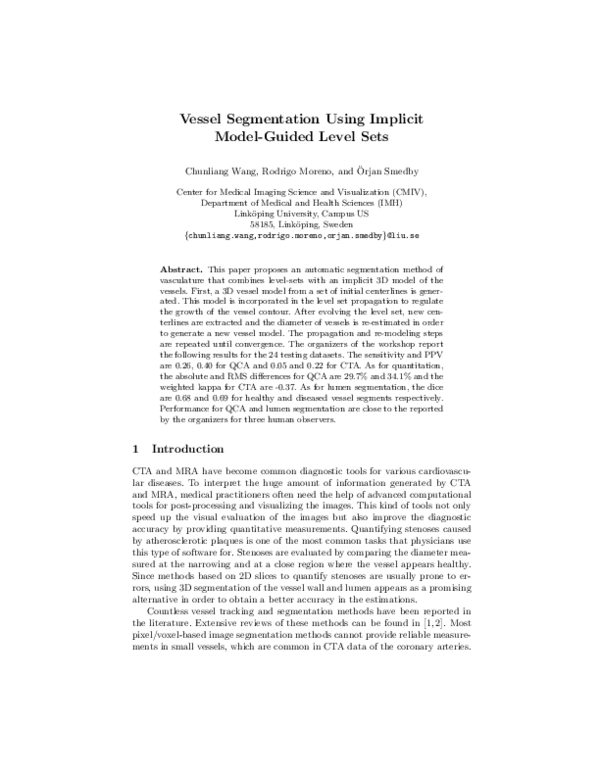 (PDF) Vessel Segmentation Using Implicit Model-Guided Level Sets