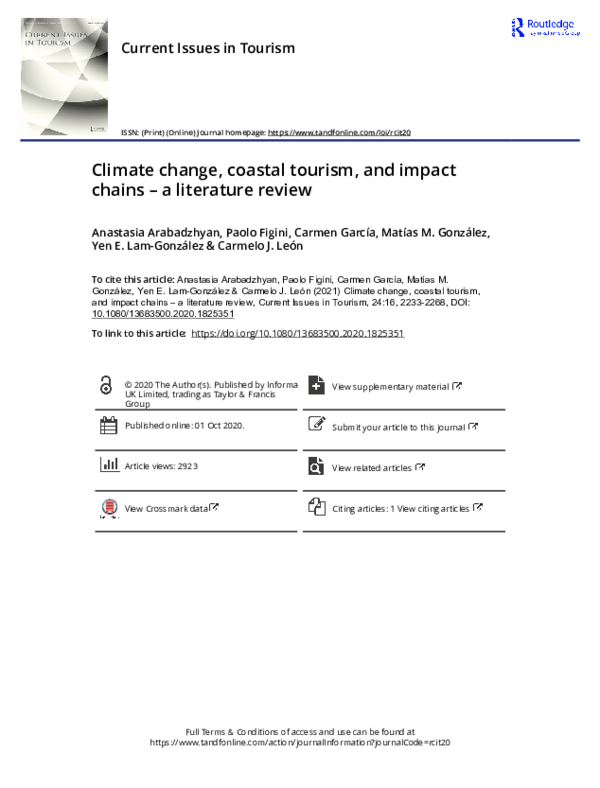(PDF) Climate change, coastal tourism, and impact chains – a literature ...