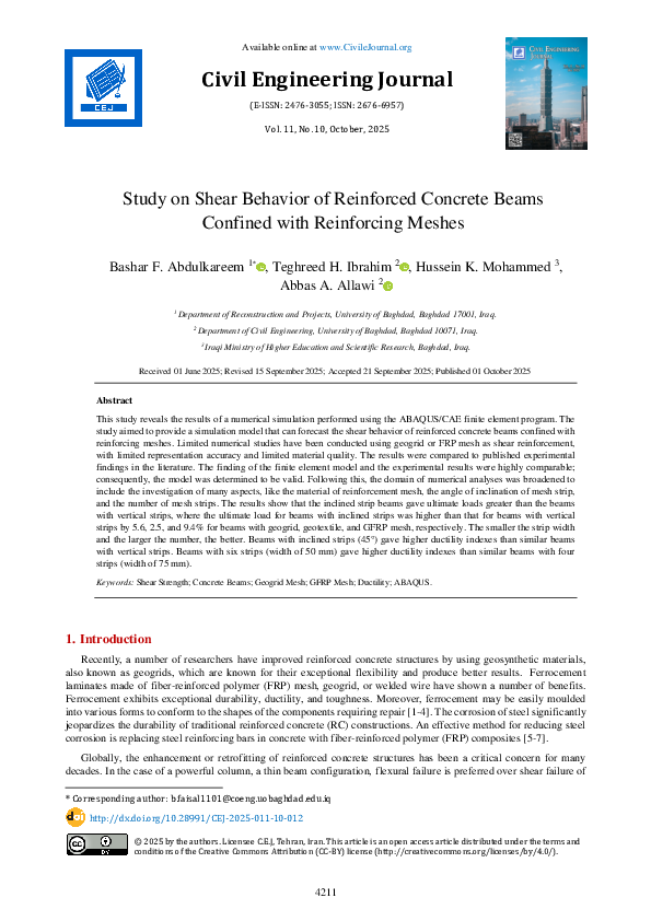 (PDF) Study on Shear Behavior of Reinforced Concrete BeamsConfined with ...