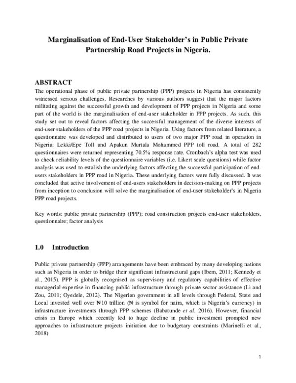 (PDF) Marginalization of end-user stakeholder’s in public private ...