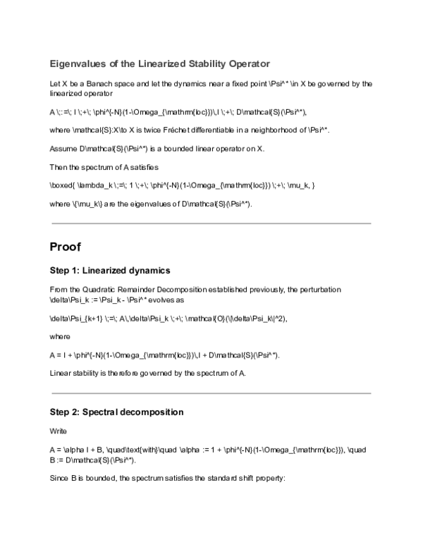 (PDF) Eigenvalues of the Linearized Stability Operator
