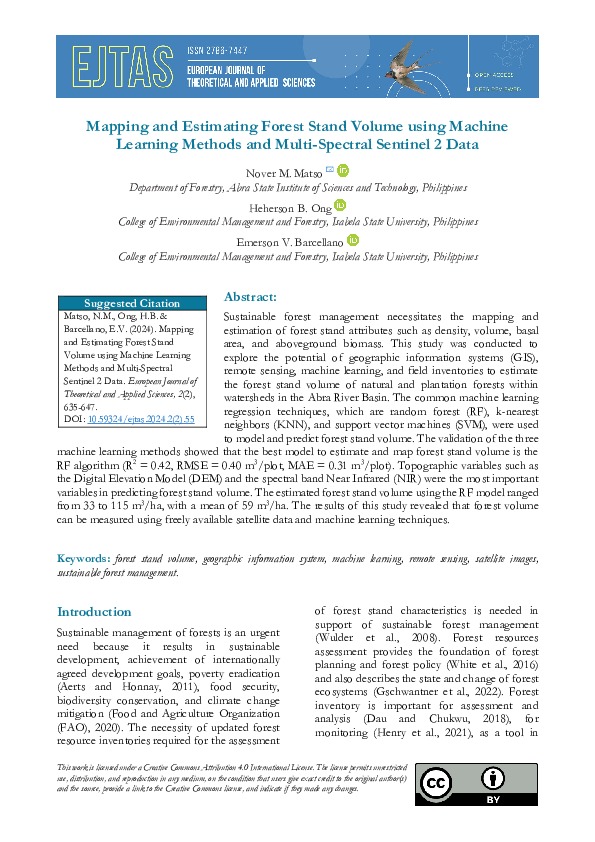(PDF) Mapping and Estimating Forest Stand Volume using Machine Learning ...