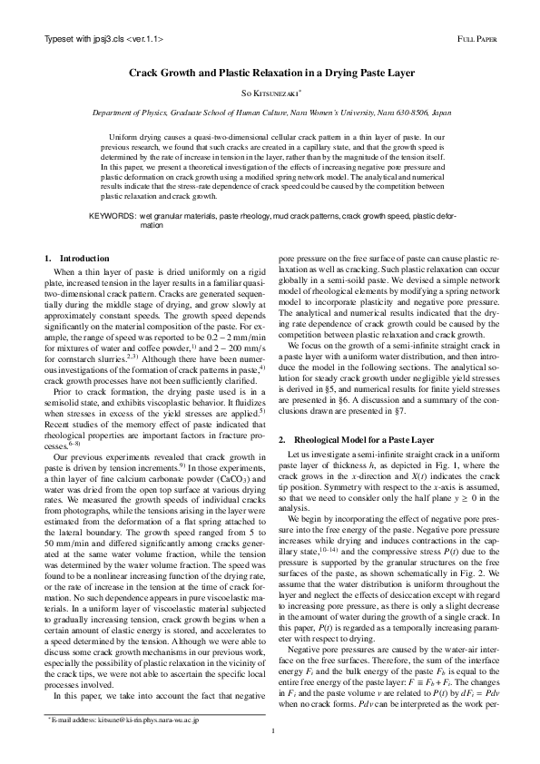 (PDF) Crack Growth and Plastic Relaxation in a Drying Paste Layer