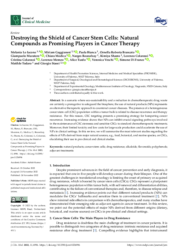 (PDF) Destroying the Shield of Cancer Stem Cells: Natural Compounds as ...