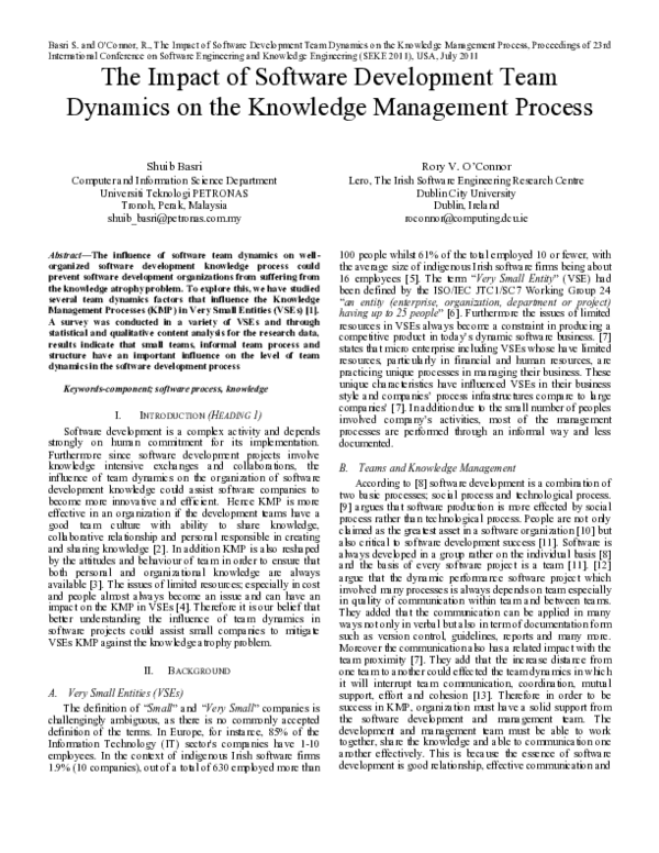 (PDF) The Impact of Software Development Team Dynamics on the Knowledge ...