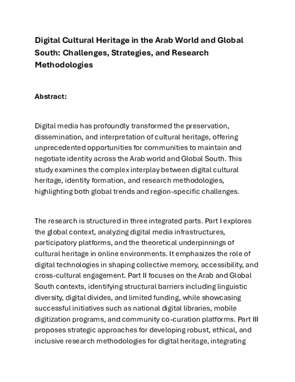 (PDF) Digital Cultural Heritage in the Arab World and Global South ...