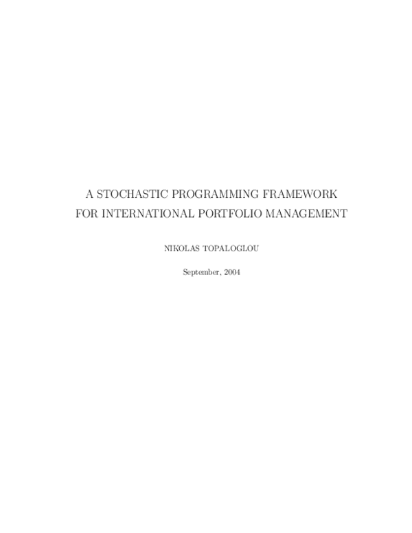 (PDF) A Stochastic Programming Framework for International ...