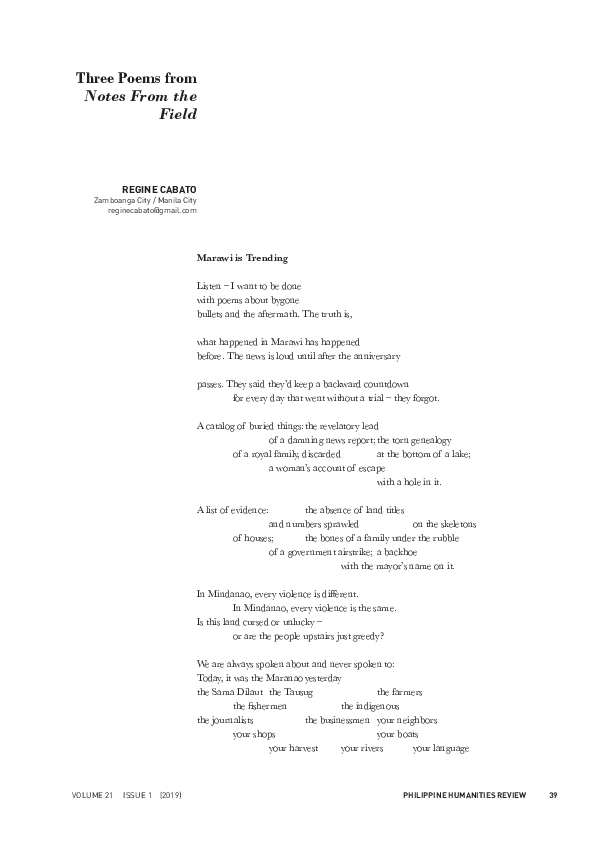 (PDF) Three Poems from Notes From the Field