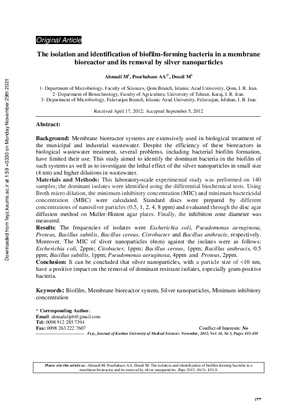 (PDF) The isolation and identification of biofilm-forming bacteria in a ...