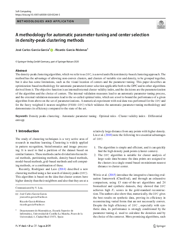 (PDF) A methodology for automatic parameter-tuning and center selection ...