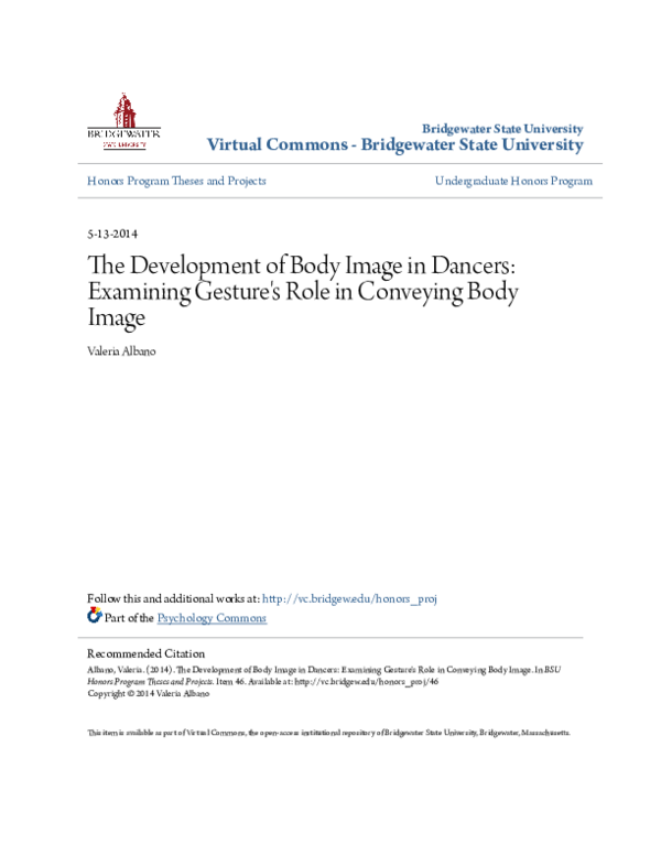 (PDF) The Development of Body Image in Dancers: Examining Gesture's ...