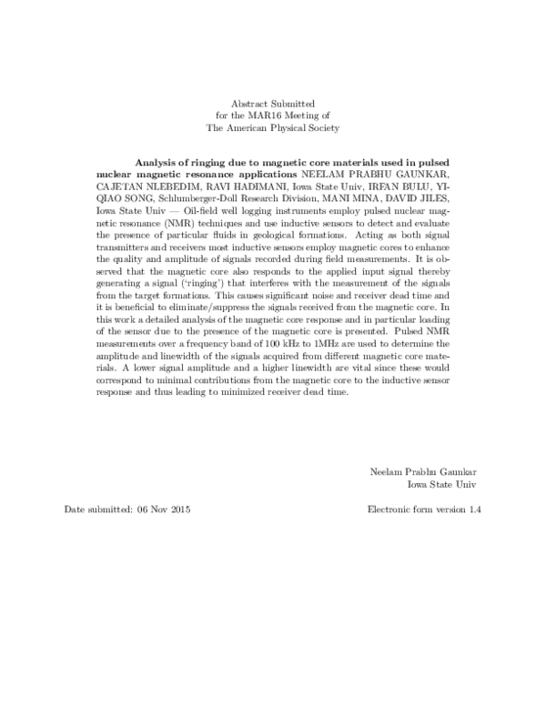 (PDF) Analysis of ringing due to magnetic core materials used in pulsed ...
