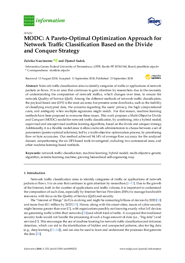 (PDF) MODC: A Pareto-Optimal Optimization Approach for Network Traffic ...
