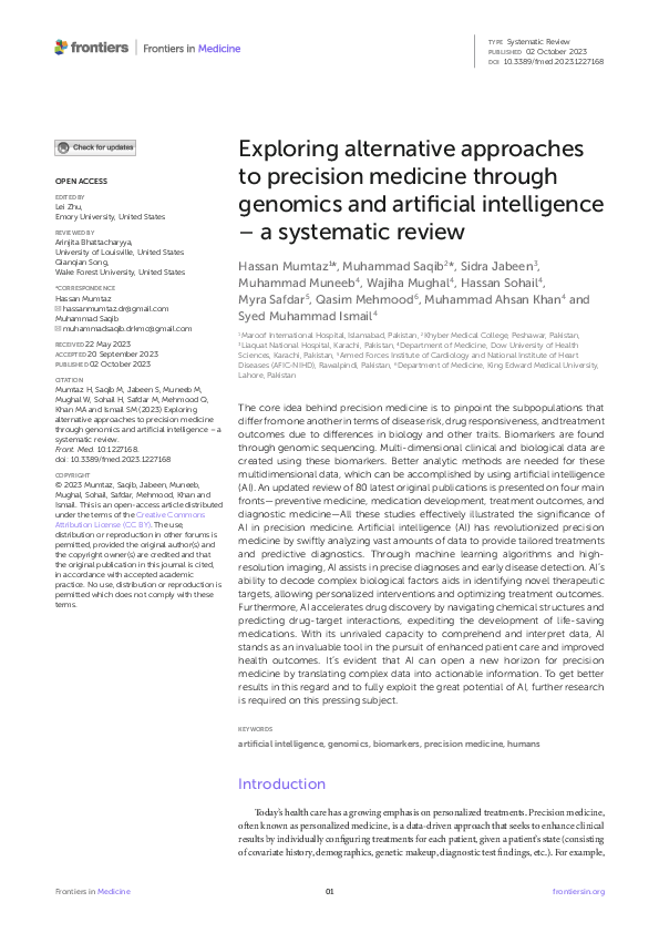 (PDF) Exploring alternative approaches to precision medicine through ...