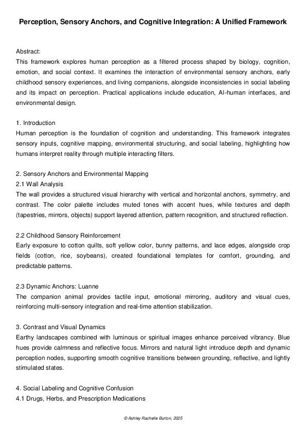 (PDF) Perception, Sensory Anchors, and Cognitive Integration: A Unified ...