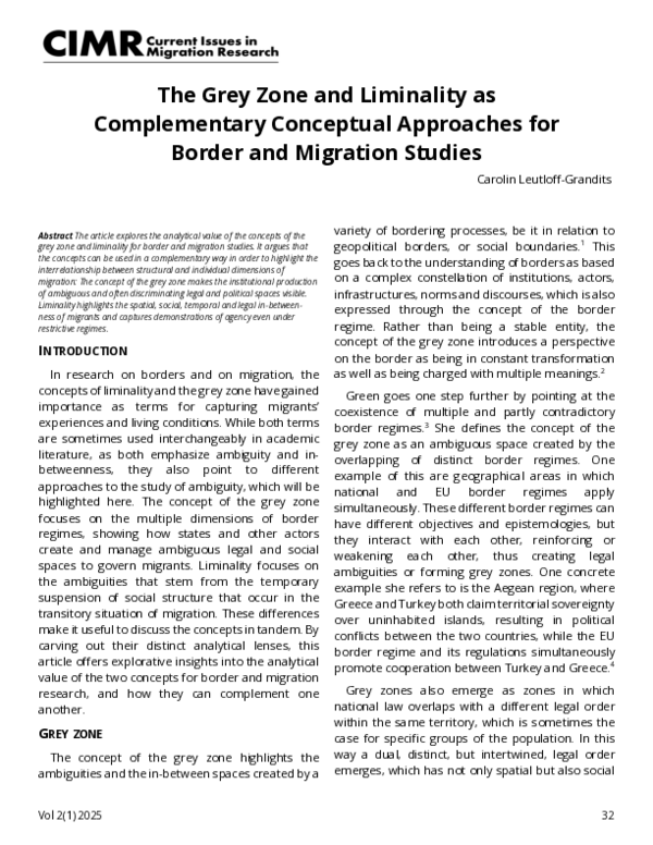 (PDF) The Grey Zone and Liminality as Complementary Conceptual ...