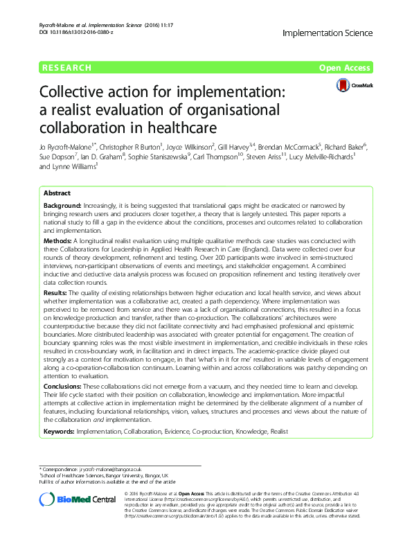 (PDF) Collective action for implementation: a realist evaluation of ...