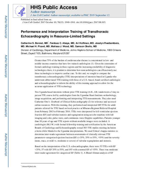 (PDF) Performance and Interpretation Training of Transthoracic ...