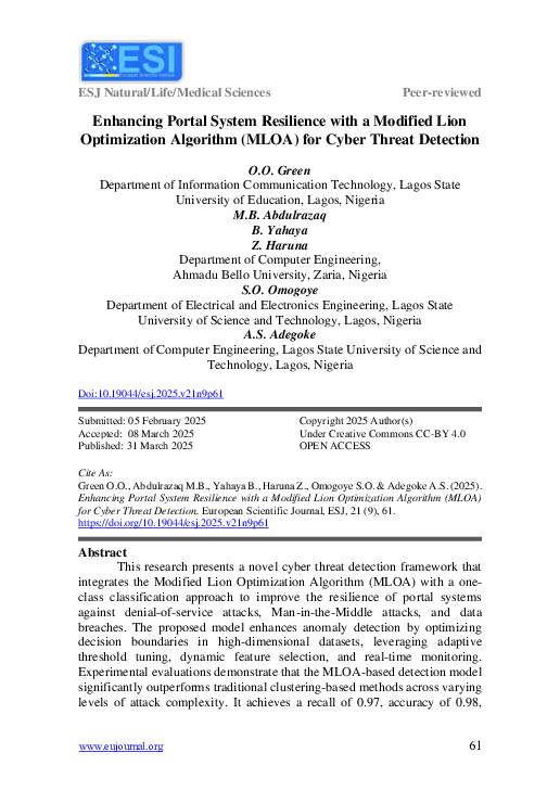 (PDF) Enhancing Portal System Resilience with a Modified Lion ...