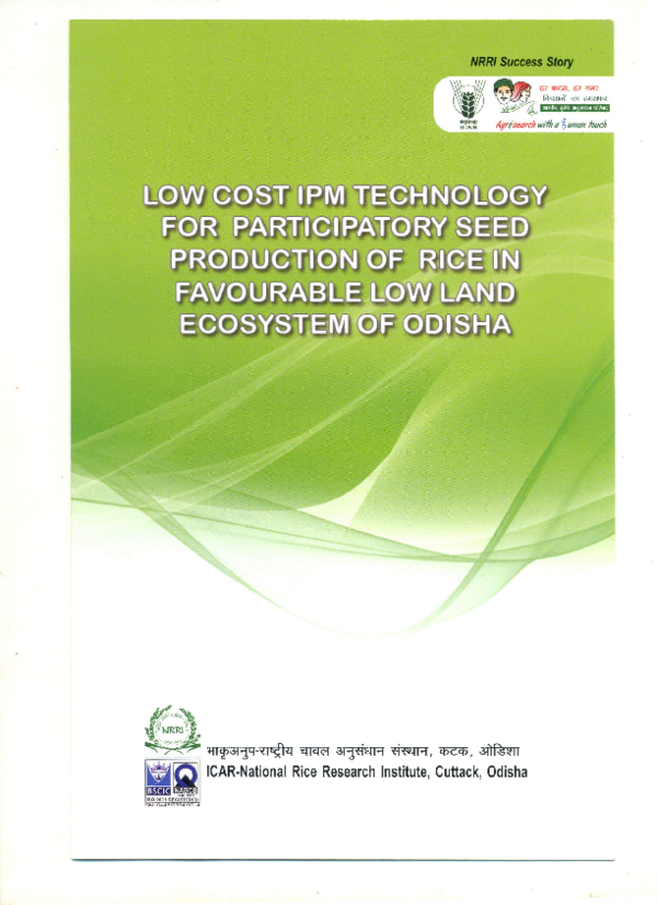 (PDF) Low cost IPM technology for participatory seed production of rice ...