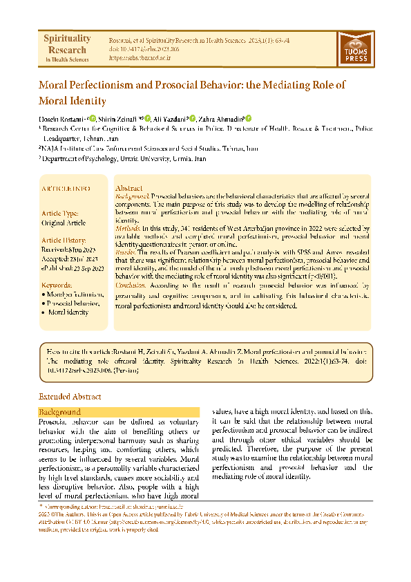 (PDF) Moral Perfectionism and Pro Social Behavior: The Mediating Role ...