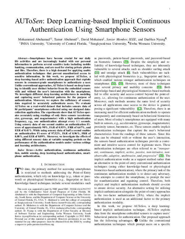 (PDF) AUToSen: Deep-Learning-Based Implicit Continuous Authentication ...