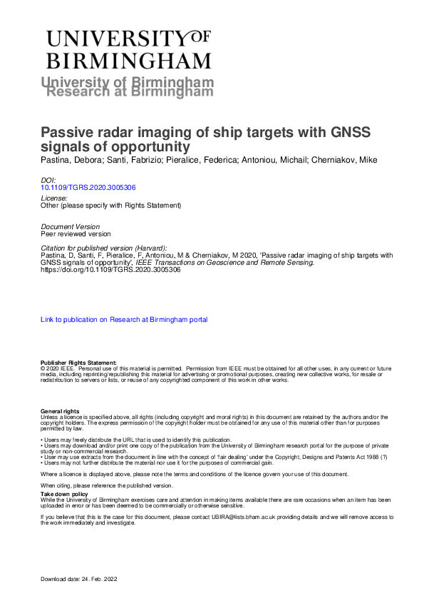 (PDF) Passive Radar Imaging of Ship Targets With GNSS Signals of ...