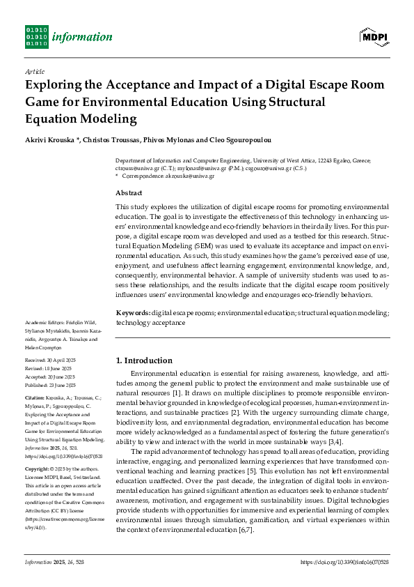 (PDF) Exploring the Acceptance and Impact of a Digital Escape Room Game ...