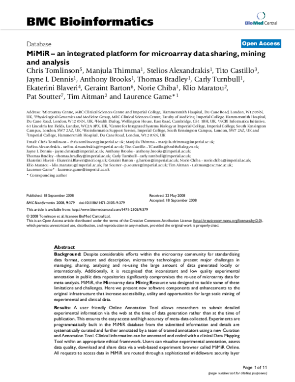 (PDF) MiMiR – an integrated platform for microarray data sharing ...