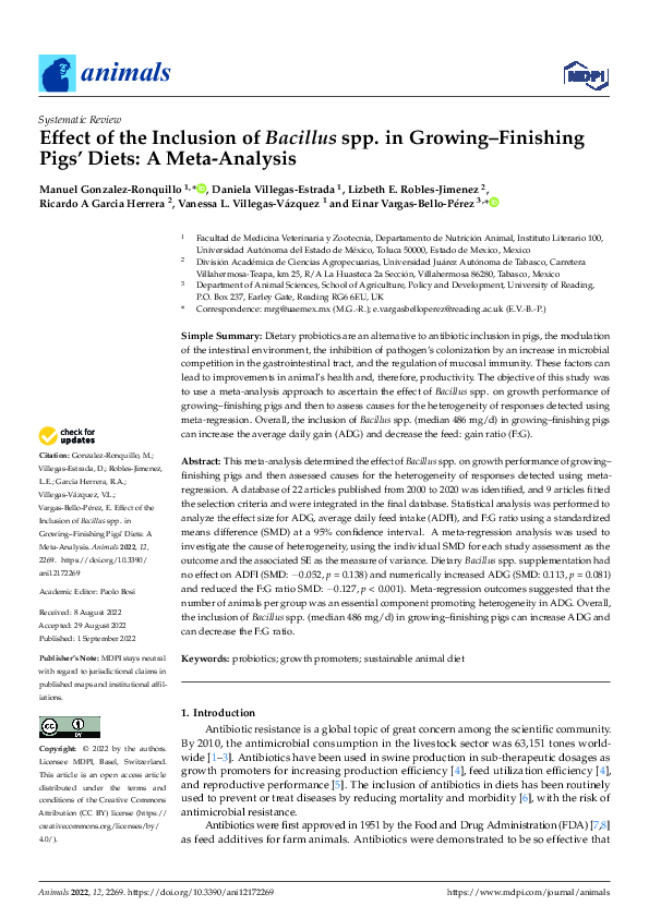 (PDF) Effect of the Inclusion of Bacillus spp. in Growing–Finishing ...