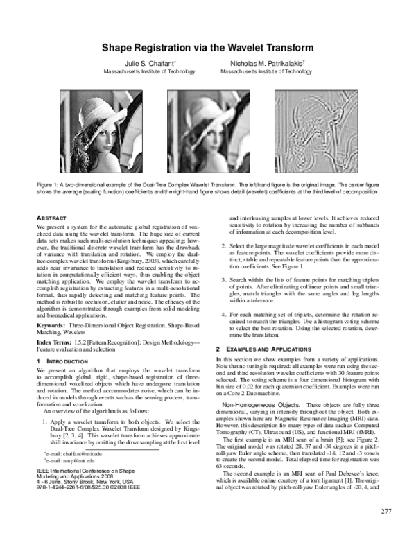 (PDF) Shape registration via the wavelet transform